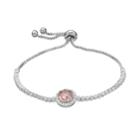 Brilliance Cubic Zirconia Halo Bolo Bracelet With Swarovski Crystals, Women's, Pink