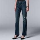 Women's Simply Vera Vera Wang High-rise Bootcut Jeans, Size: 6 Long, Blue (navy)