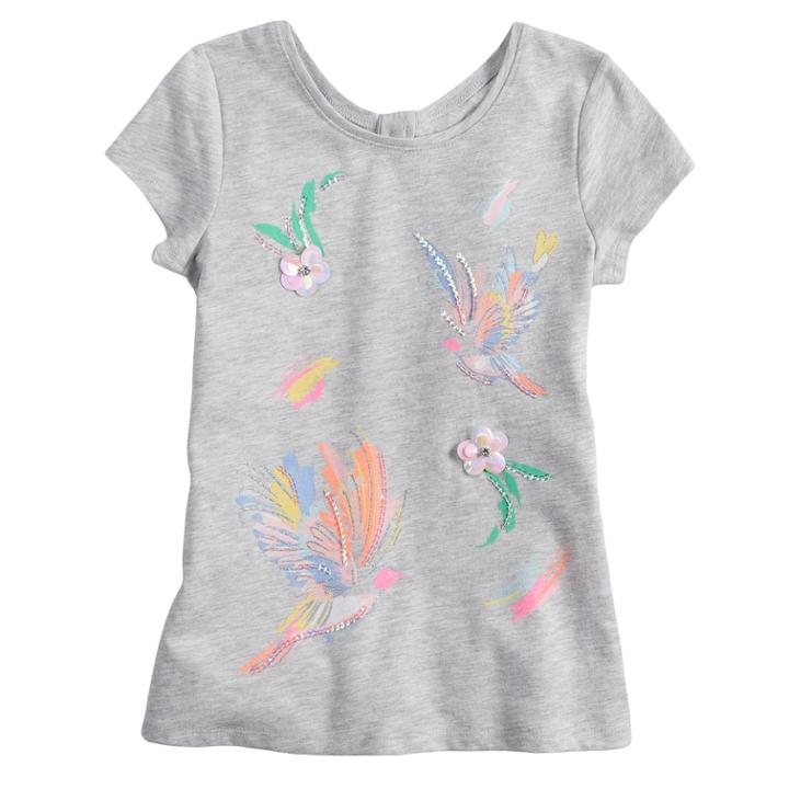Girls 4-12 Sonoma Goods For Life&reg; Graphic Keyhole-back Tee, Size: 4, Light Grey