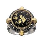 Lavish By Tjm 14k Gold Over Silver And Sterling Silver Crystal And Onyx Doublet Frame Ring - Made With Swarovski Marcasite, Women's, Size: 9, Black