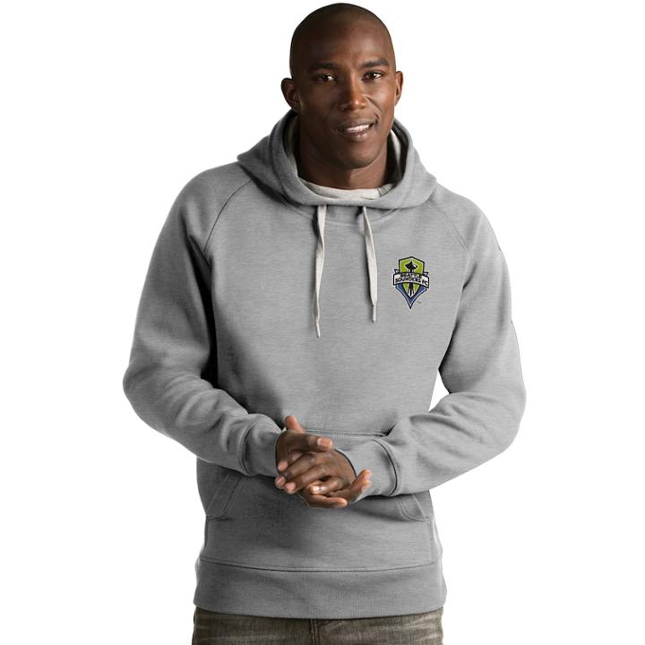 Men's Antigua Seattle Sounders Victory Pullover Hoodie, Size: Medium, Light Grey
