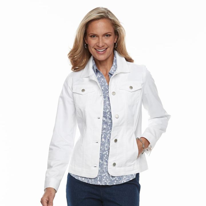 Women's Croft & Barrow&reg; Button-down Jacket, Size: Medium, Natural