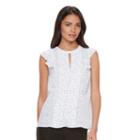 Women's Elle&trade; Pintuck Ruffle Top, Size: Large, Black