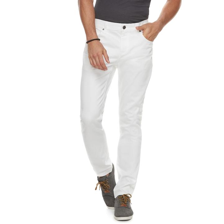 Men's Marc Anthony Luxury Slim-fit Straight Stretch Denim Pants, Size: 36x30, White