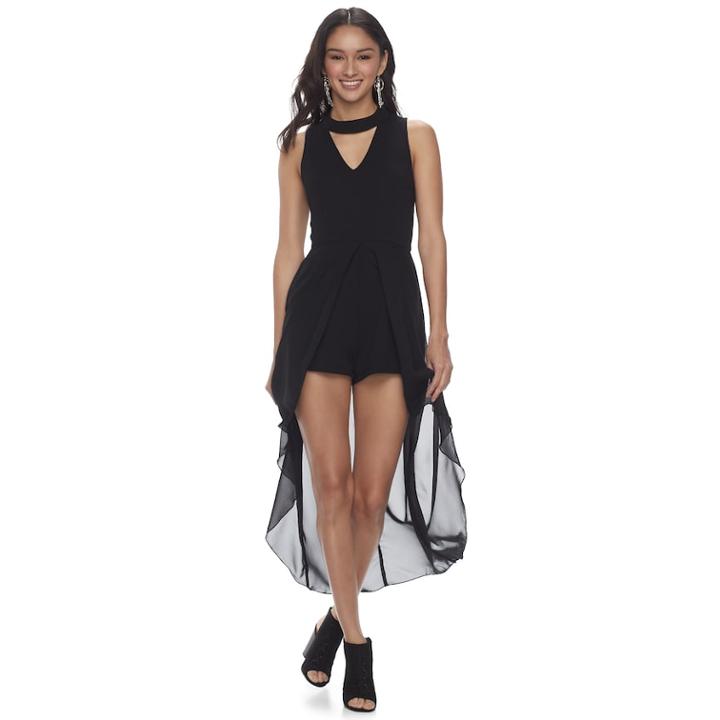 Juniors' Almost Famous Walk-through Skater Dress, Teens, Size: Medium, Black