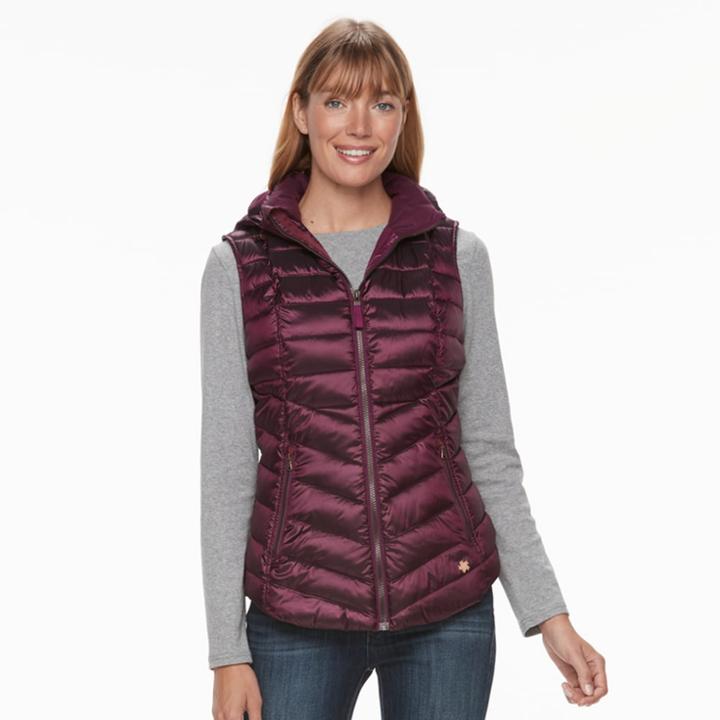 Women's Tek Gear Hooded Puffer Vest, Size: Small, Drk Purple