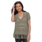 Petite Sonoma Goods For Life&trade; Pointelle V-neck Sweater, Women's, Size: L Petite, Med Green