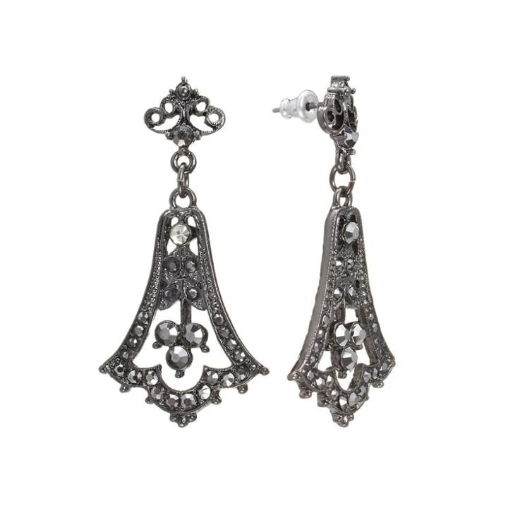 Downton Abbey Jet Simulated Crystal Drop Earrings, Women's