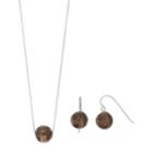 Sterling Silver Agate Bead Necklace & Earring Set, Women's, Brown