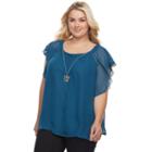 Plus Size Ab Studio Chiffon Necklace Top, Women's, Size: 0x, Blue (navy)
