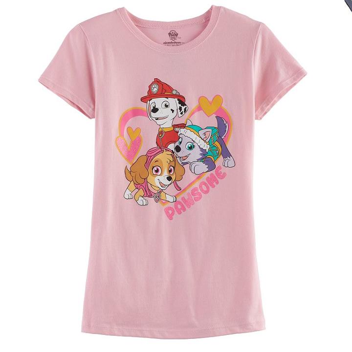 Girls 7-16 Paw Patrol Marshall, Skye & Everest Pawsome Graphic Tee, Size: Large, Light Pink