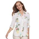 Juniors' Candie's&reg; Piped Roll-tab Blouse, Teens, Size: Xl, Dark Pink