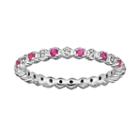 Stacks And Stones Sterling Silver Lab-created Ruby And Diamond Accent Stack Ring, Women's, Size: 6, Red