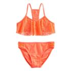 Girls 7-16 So&reg; Crochet Bikini Top & Bottoms Swimsuit Set, Size: 14, Med Orange