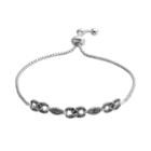 Silver Luxuries Silver Plated Marcasite Lariat Bracelet, Women's, Grey