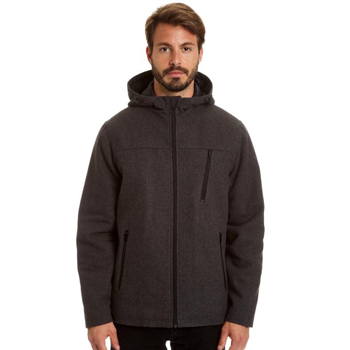 Big & Tall Haggar Stretch Wool-blend Hooded Open-bottom Jacket, Men's, Size: Xxl Tall, Grey (charcoal)
