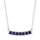 Sterling Silver Lab-created Sapphire Curved Bar Necklace, Women's, Size: 18, Blue