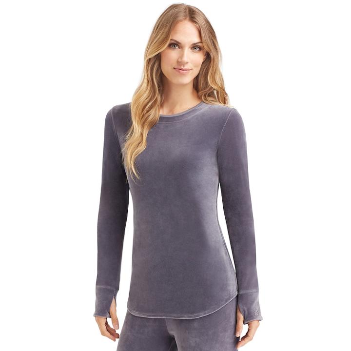 Plus Size Cuddl Duds Double Plush Velour Long Sleeve Top, Women's, Size: 2xl, Dark Grey