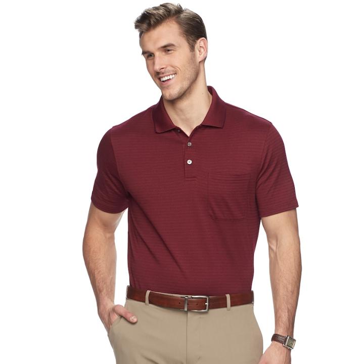 Men's Van Heusen Flex Classic-fit Jacquard Striped Polo, Size: Medium, Brt Pink
