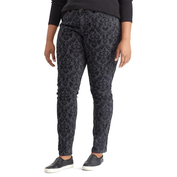 Plus Size Chaps Patterned Stretch Skinny Jeans, Women's, Size: 16 W, Black