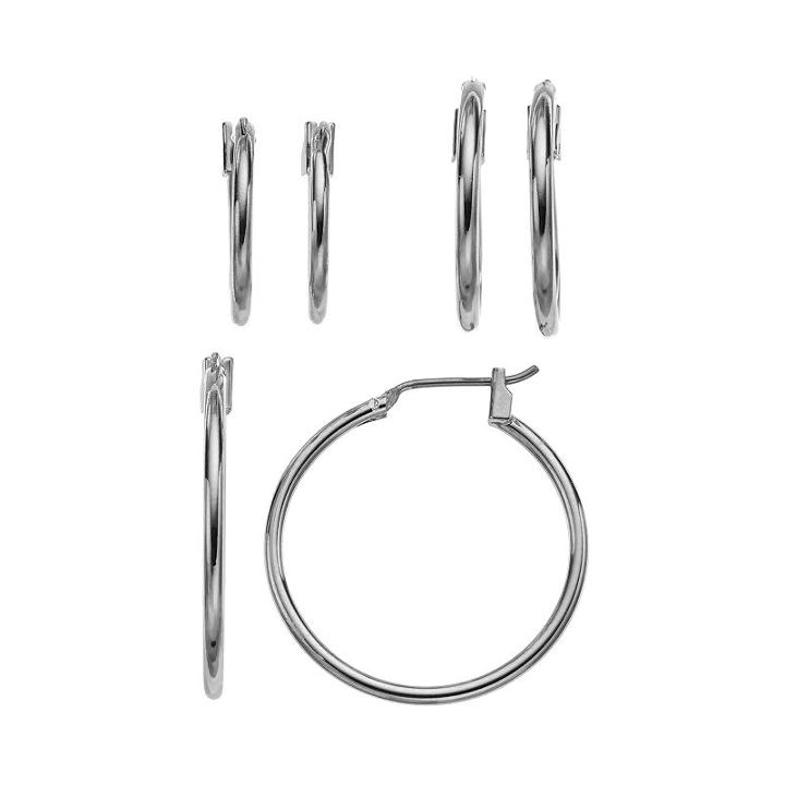 Napier Hoop Earring Set, Women's, Silver