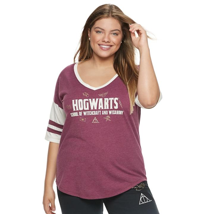 Juniors' Plus Size Harry Potter Hogwarts Icons Football Graphic Tee, Teens, Size: 2xl, Red