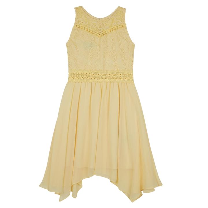 Girls 7-16 Iz Amy Byer Sharkbite Hem Halter Fit & Flare Dress, Size: 7, Yellow