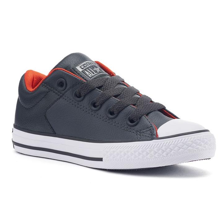 Kid's Converse All Star Leather Sneakers, Size: 2, Dark Grey