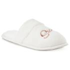 Women's Love This Life Embroidered Faux Fur Slippers, Size: Small, Gold