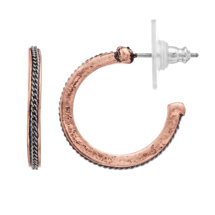 Simply Vera Vera Wang Two Tone Chain Hoop Earrings, Women's, Multicolor