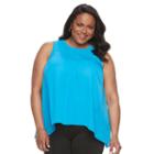 Plus Size Dana Buchman Shark-bite Tank, Women's, Size: 2xl, Blue (navy)