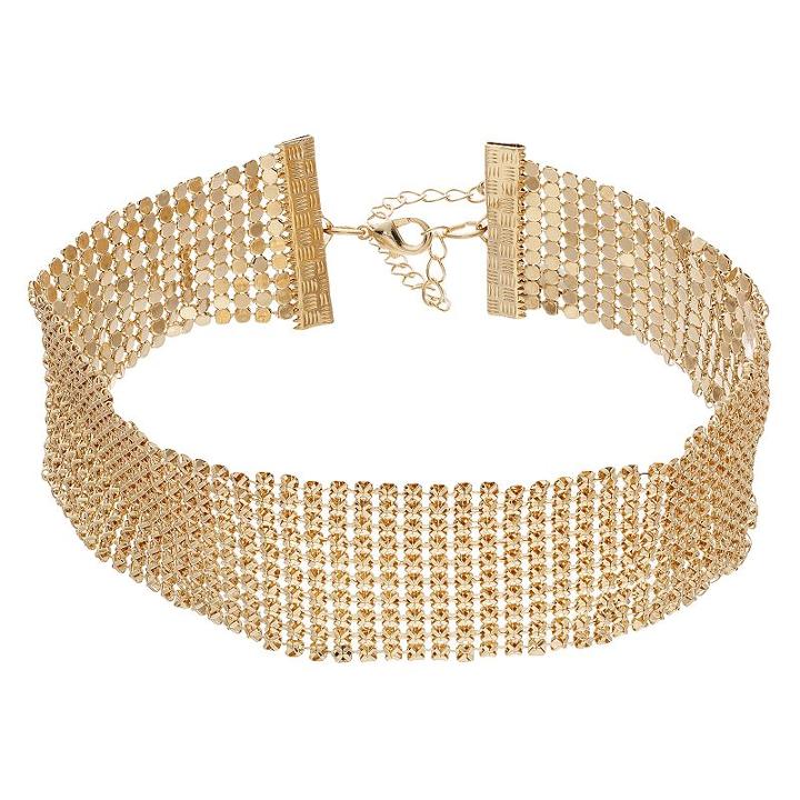 Mudd&reg; Mesh Choker Necklace, Women's, Gold