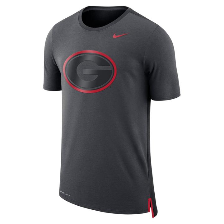 Men's Nike Georgia Bulldogs Dri-fit Mesh Back Travel Tee, Size: Large, Grey (anthracite)