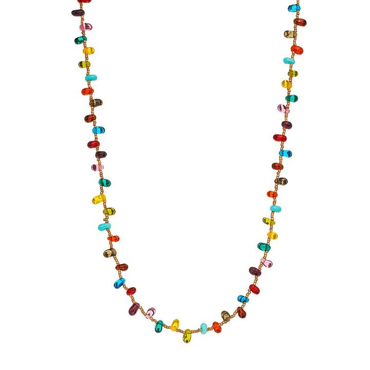 Mudd&reg; Gold-tone Glass Beaded Long Necklace, Women's, Multicolor