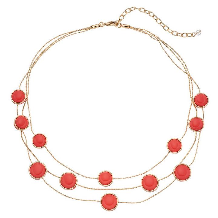 Napier Orange Round Cabochon Multi Strand Necklace, Women's