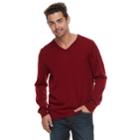 Men Apt. 9&reg; Wool-blend Merino V-neck Sweater, Size: Medium, Med Red