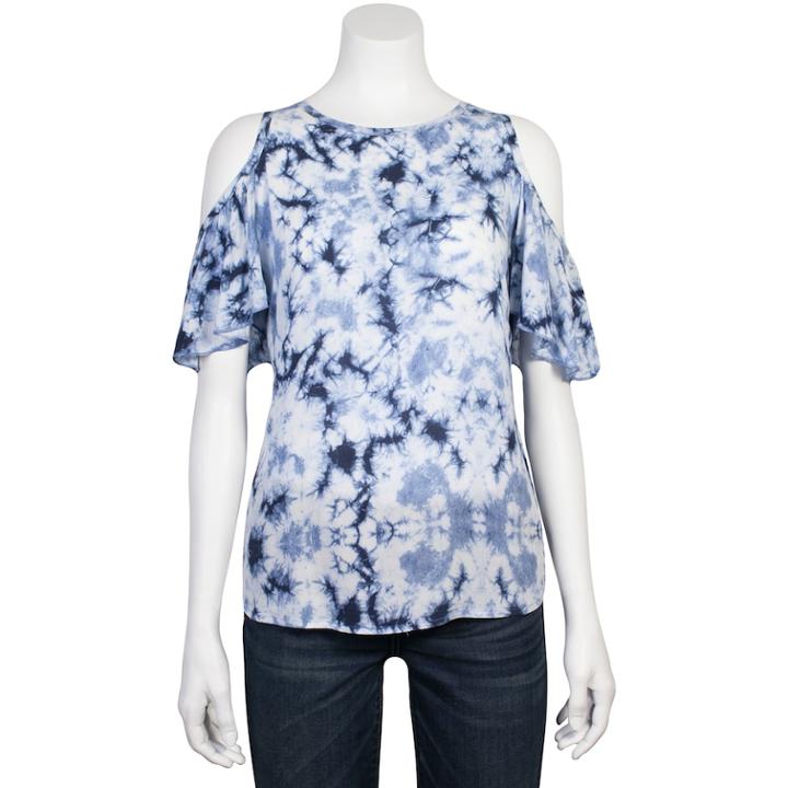 Juniors' Grayson Threads Tie-dye Cold-shoulder Top, Teens, Size: Xl, Grey (charcoal)