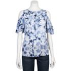Juniors' Grayson Threads Tie-dye Cold-shoulder Top, Teens, Size: Xl, Grey (charcoal)