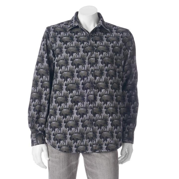 Men's Woolrich Tiadaghton Print Button-down Shirt, Size: Large, Blue (navy)