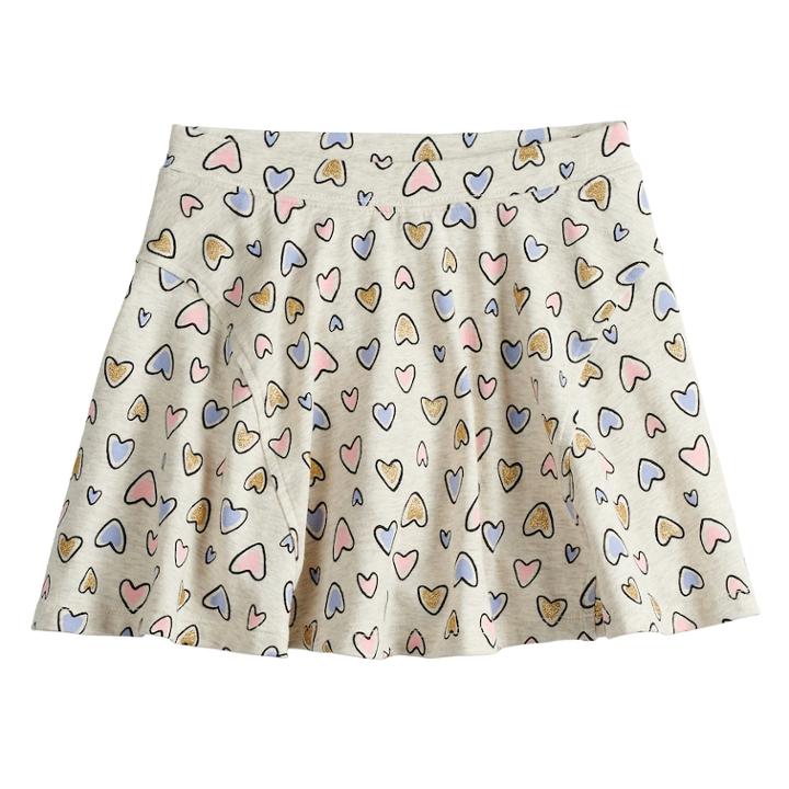 Girls 4-10 Jumping Beans&reg; Printed Pieced Skater Skort, Size: 7, Lt Beige