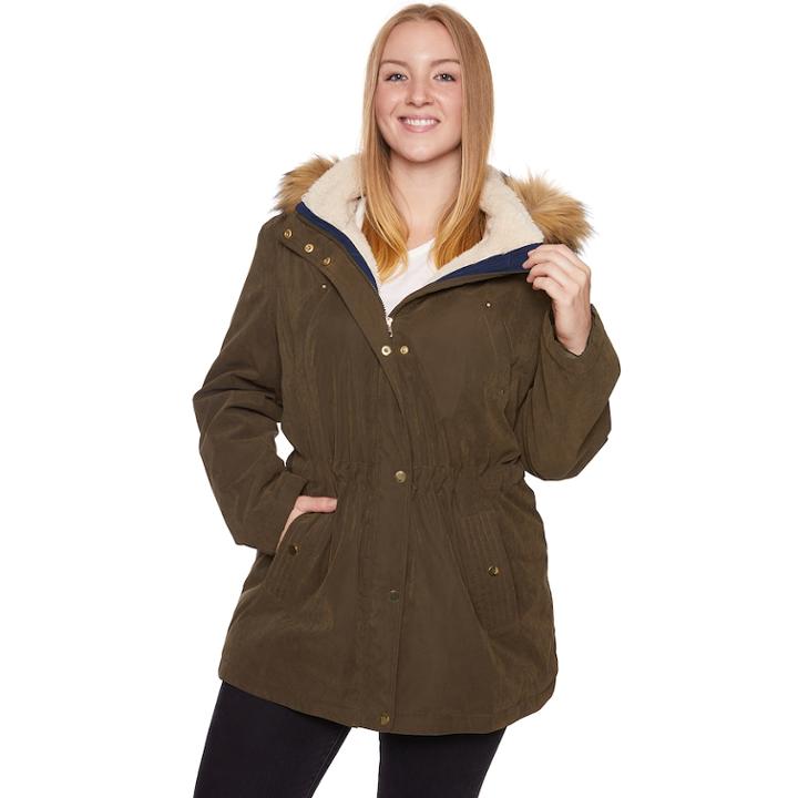 Plus Size Halitech Faux-fur Hooded Anorak Microfiber Parka, Women's, Size: 3xl, Green