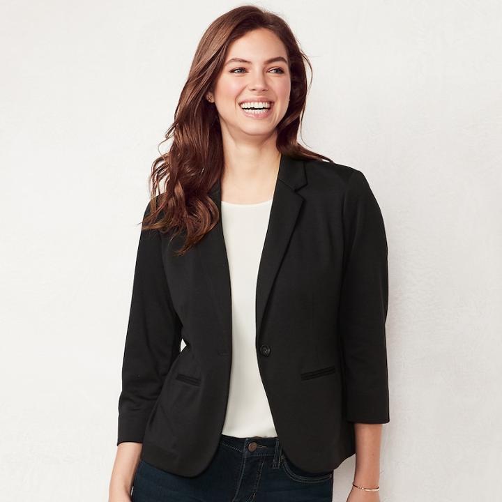 Petite Lc Lauren Conrad Fitted Blazer, Women's, Size: Xs Petite, Black