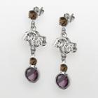 Los Angeles Lakers Silver Tone Crystal Drop Earrings, Women's, Multicolor