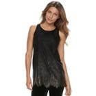 Women's Apt. 9&reg; Lace Tunic Tank, Size: Xl, Black