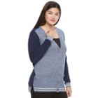 Juniors' Plus Size So&reg; Striped Trim Varsity Cardigan, Teens, Size: 3xl, Blue