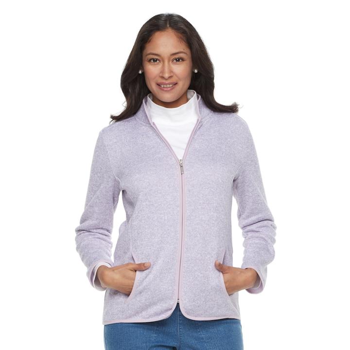 Women's Croft & Barrow&reg; Zippered Fleece Jacket, Size: Medium, Med Purple