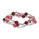 Silver Tone Red Bead Stretch Bracelet Set, Women's, Dark Red