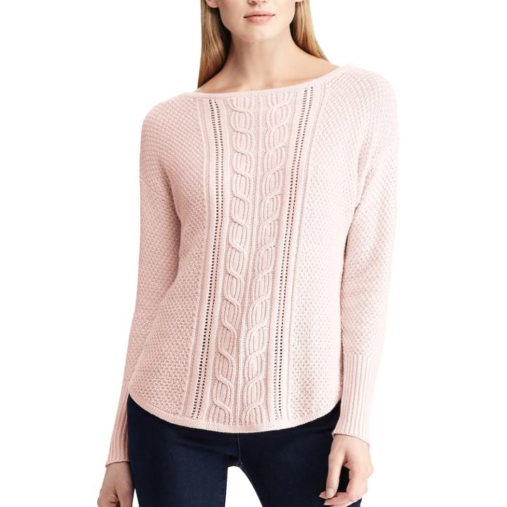Women's Chaps Cable-knit Boatneck Sweater, Size: Xl, Pink