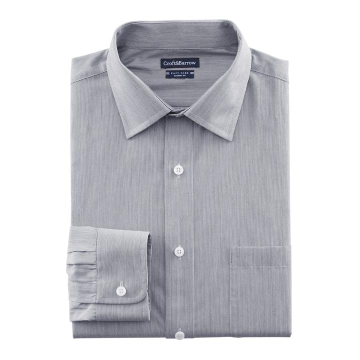 Men's Croft & Barrow&reg; Slim-fit Easy-care Spread-collar Dress Shirt, Size: 15-32/33, Black