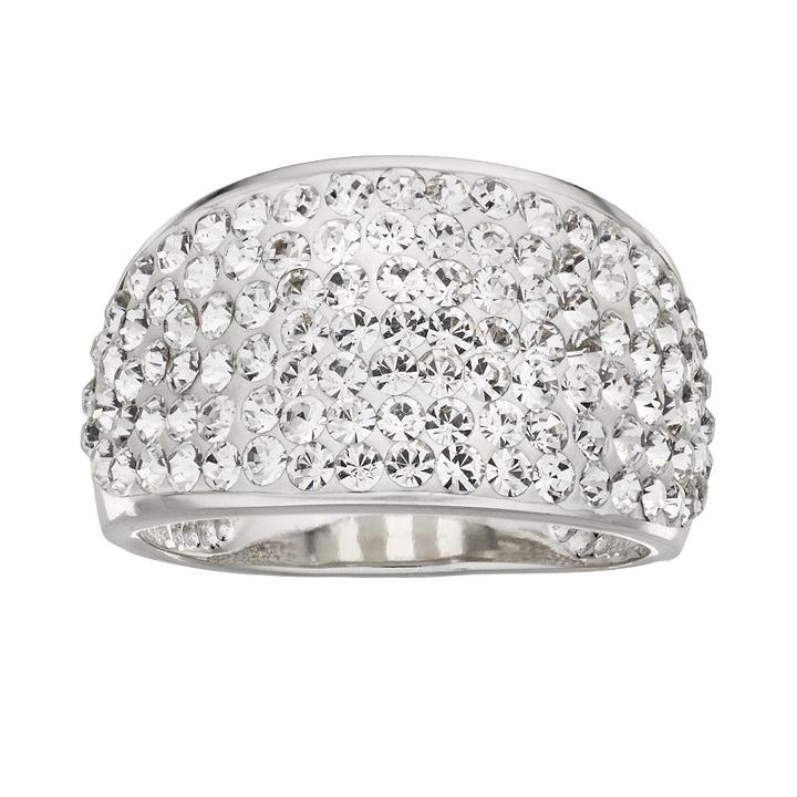 Crystal Silver-plated Dome Ring, Women's, Size: 7, White